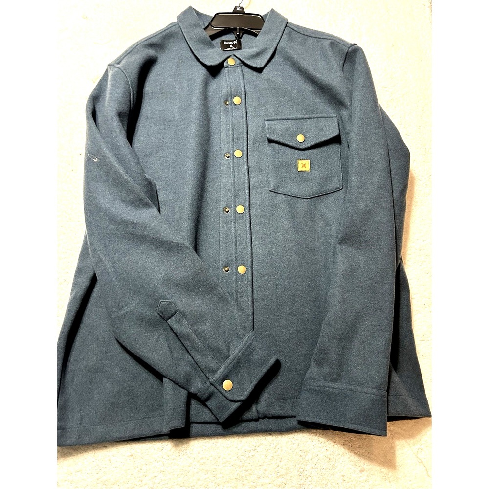Hurley Shacket Men's XL Grey Teal Santa Cruz Solid Flannel Long Sleeve (R1)